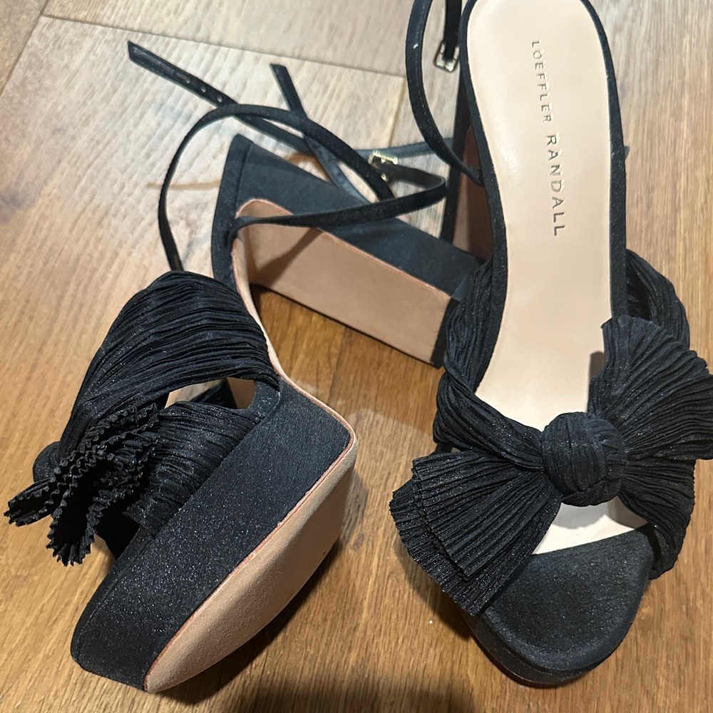 Loeffler Randall Black Platform Sandals with Bow
